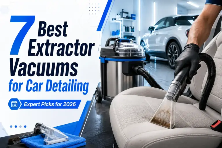 Best extractor vacuum for car detailing cleaning a car seat in a professional auto detailing setup