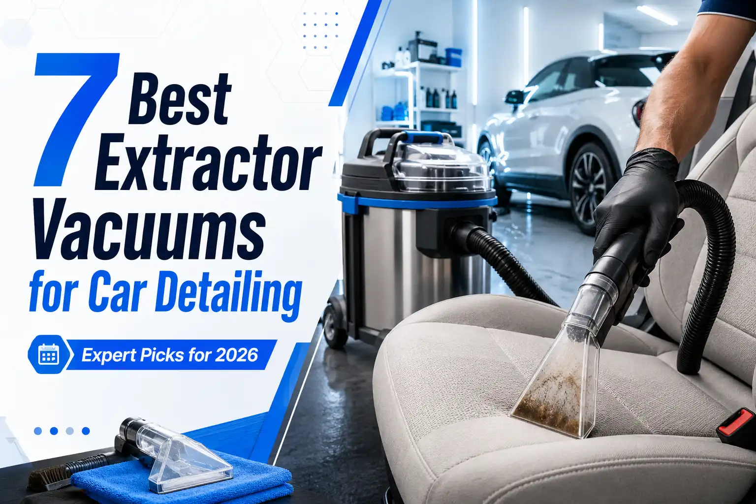 Best extractor vacuum for car detailing cleaning a car seat in a professional auto detailing setup