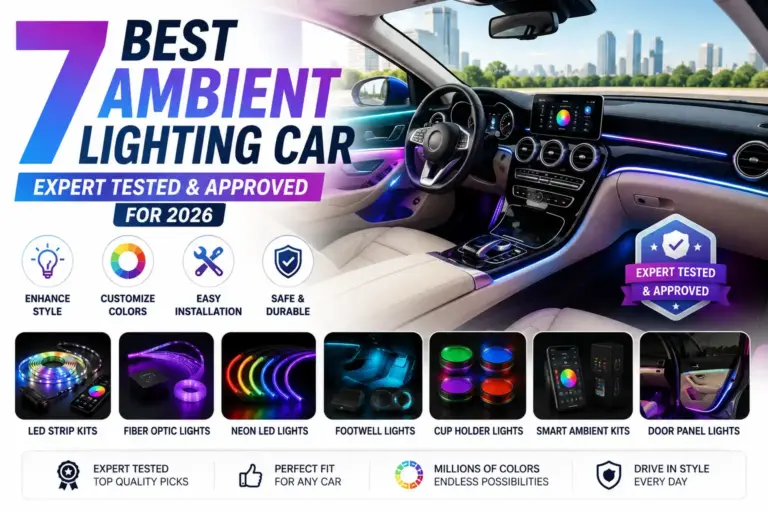 Seven best ambient lighting options for cars in 2026, featuring LED strips, fiber optics, footwell, and door lights