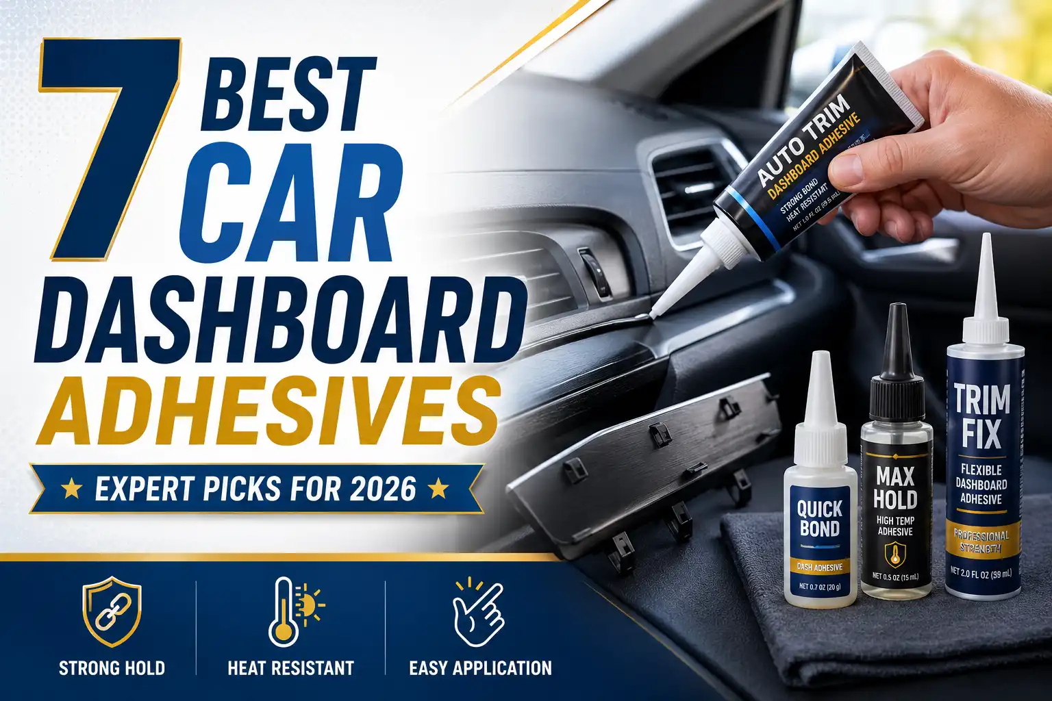 Car dashboard adhesive being applied to interior trim with strong-hold, heat-resistant automotive adhesive products