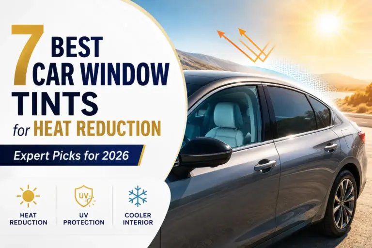 Car with heat-reducing window tint blocking sunlight to improve UV protection and keep the interior cooler