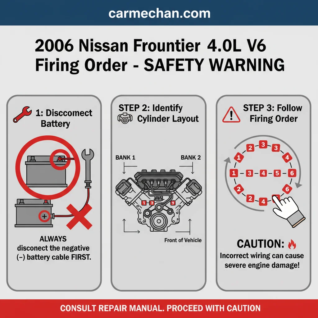2006 nissan frontier 4.0 firing order safety warning infographic