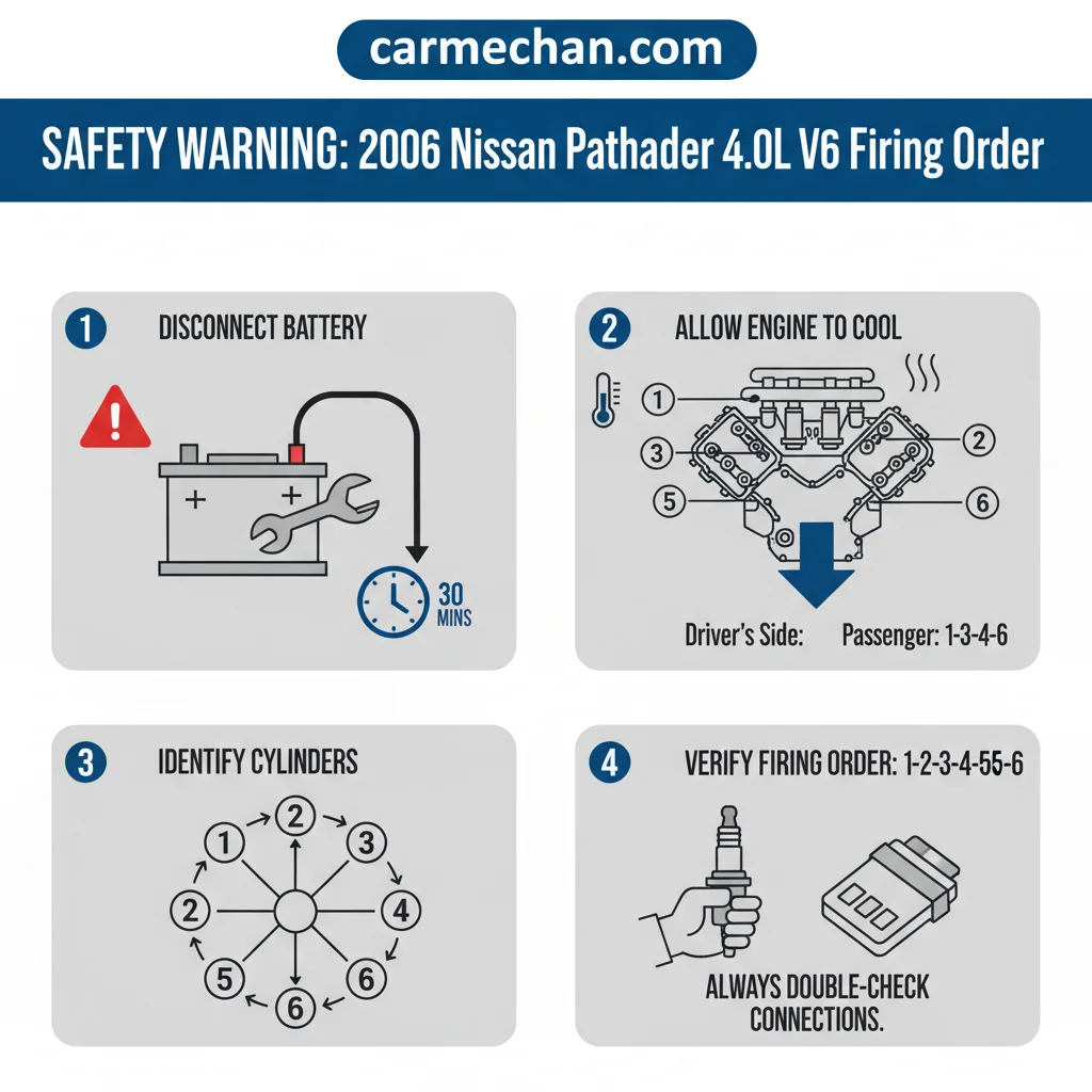 2006 nissan pathfinder 4.0 firing order safety warning infographic