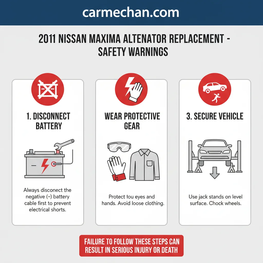 2011 nissan maxima alternator replacement safety warning infographic