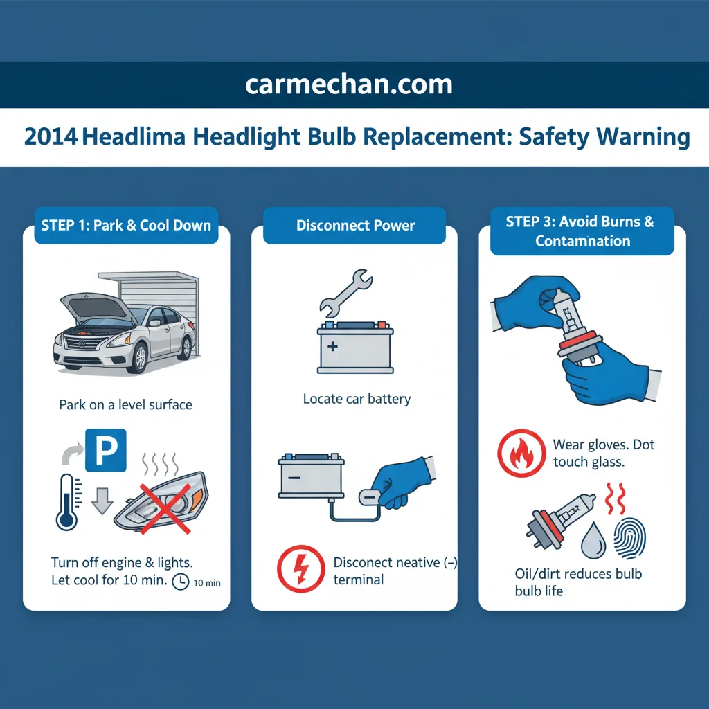 2014 nissan altima headlight bulb replacement safety warning infographic