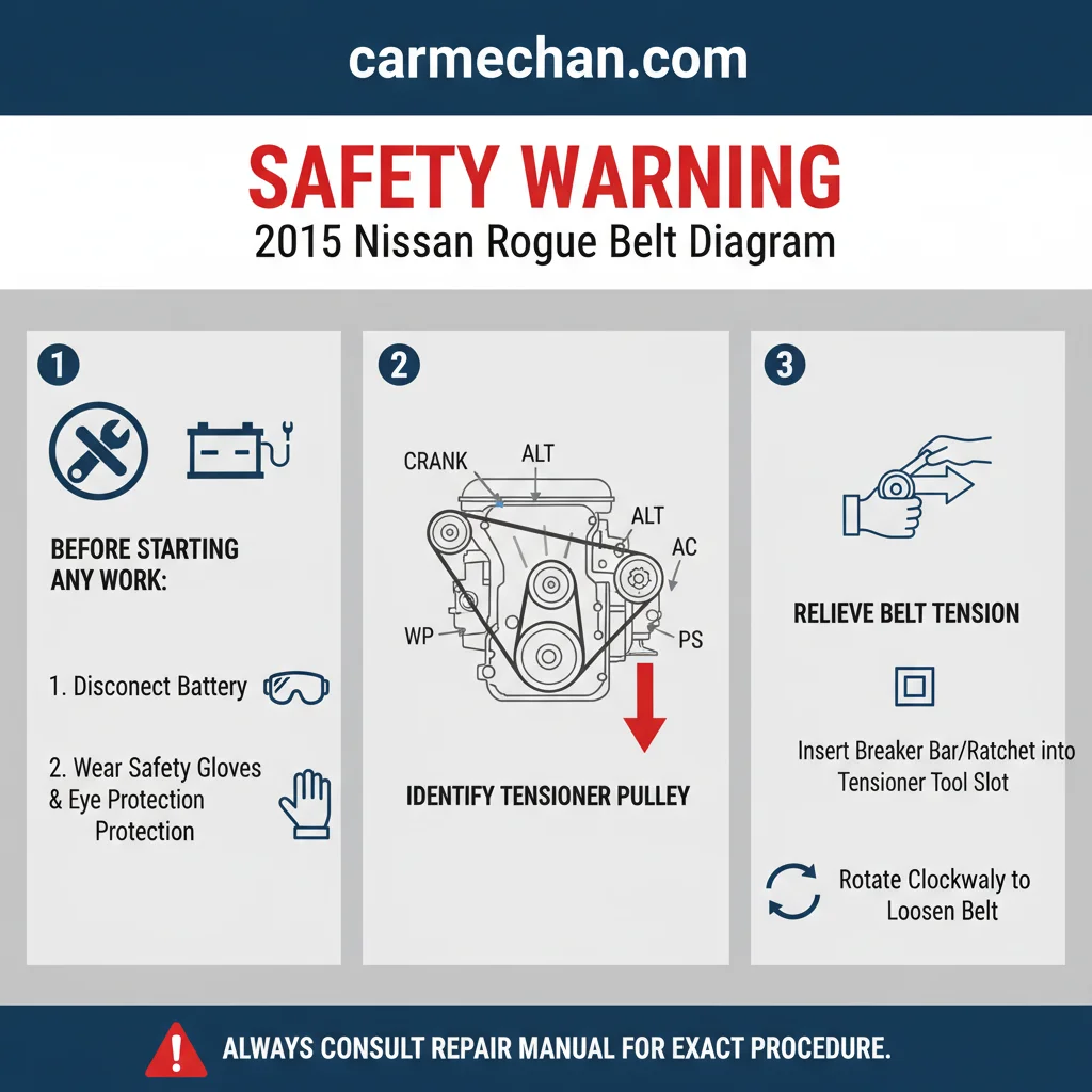 2015 nissan rogue belt diagram safety warning infographic