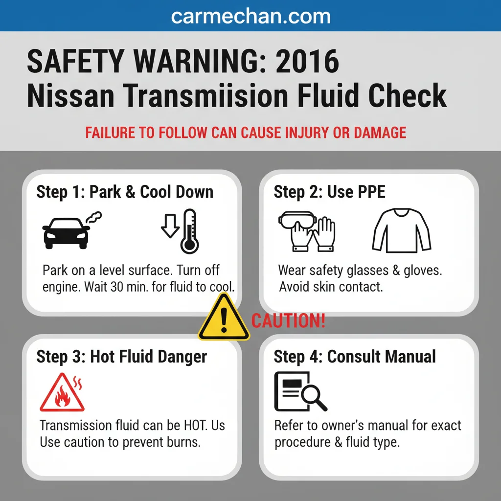 2016 nissan sentra transmission fluid check safety warning infographic