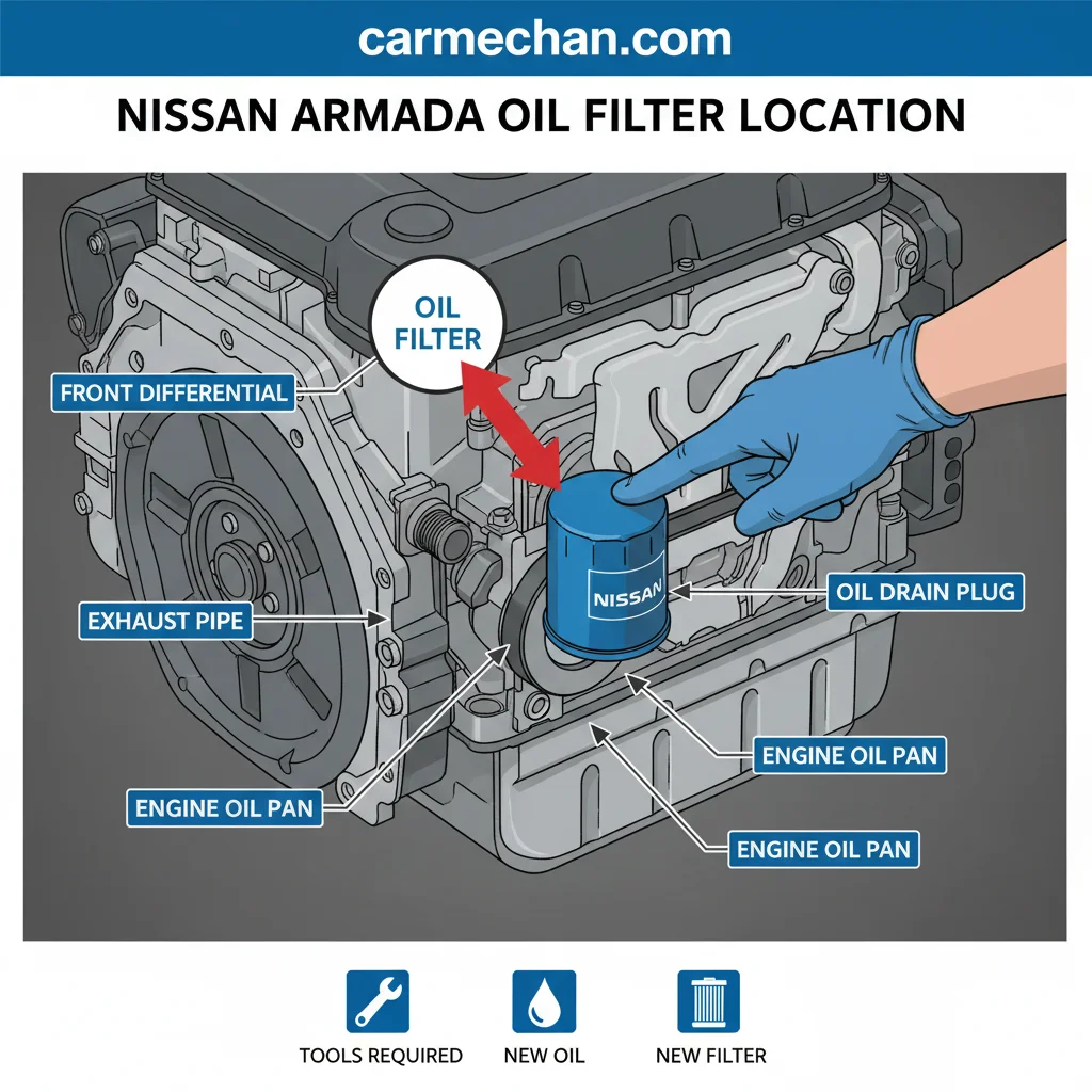 nissan armada oil filter location annotated diagram