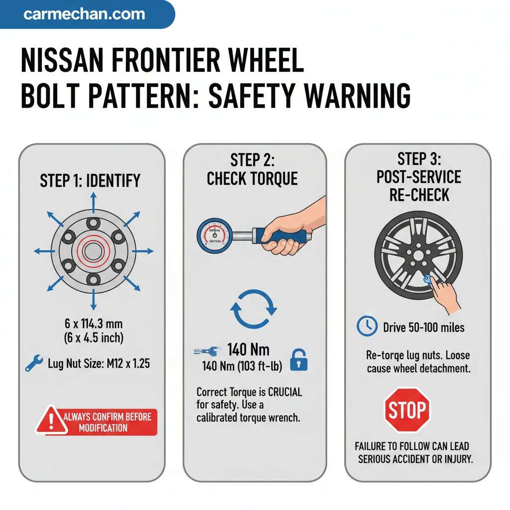 nissan frontier wheel bolt pattern safety warning infographic