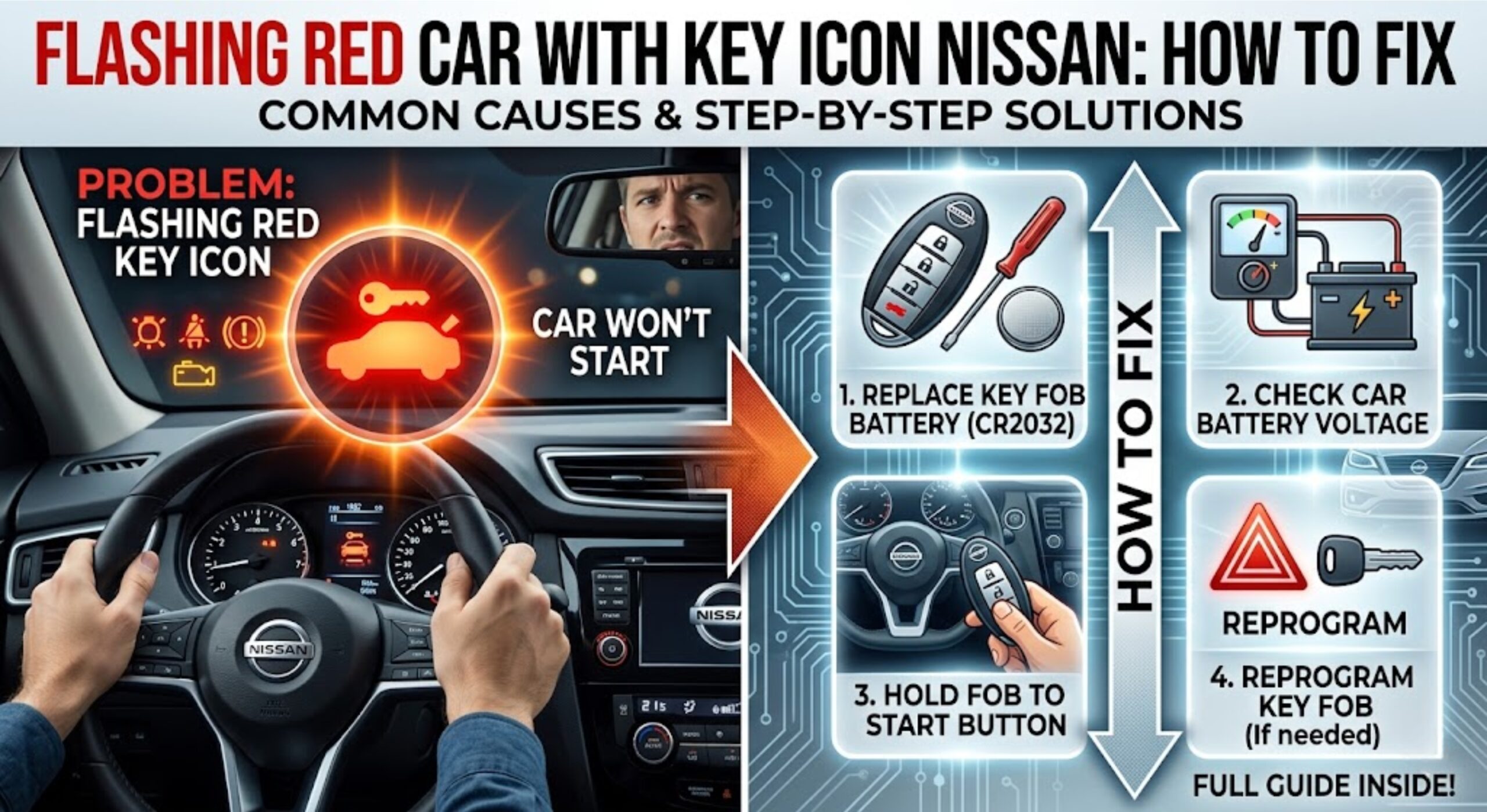 flashing red car with key icon nissan how to fix