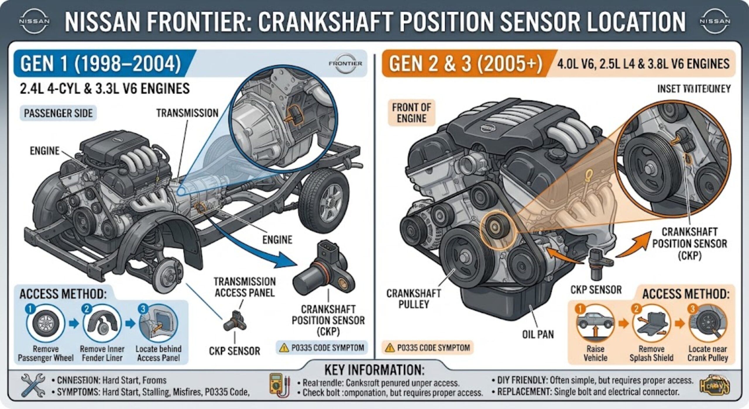 nissan frontier crankshaft position sensor location