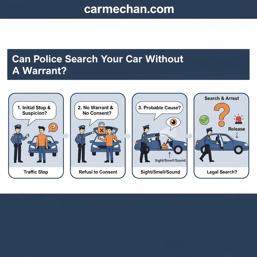 Diagram illustrating can police search your car without a warrant