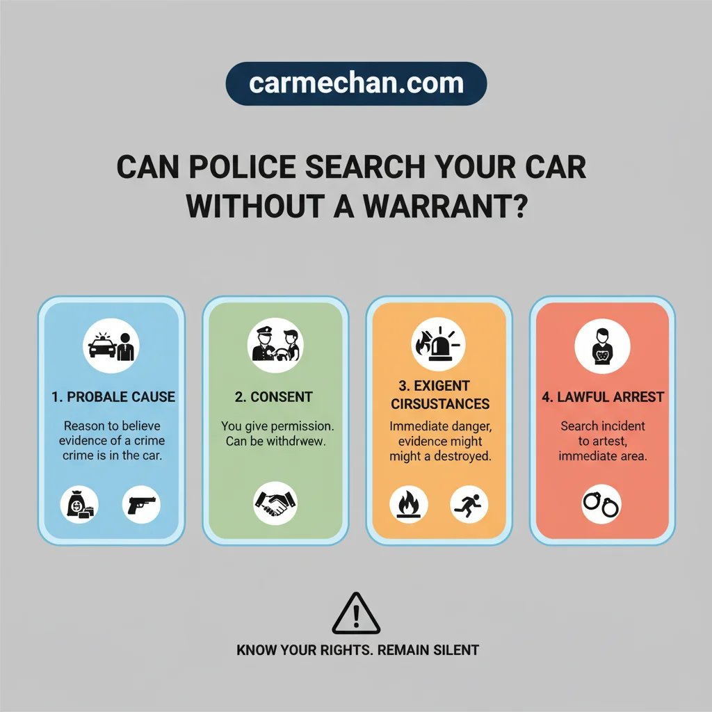 can police search your car without a warrant safety warning infographic