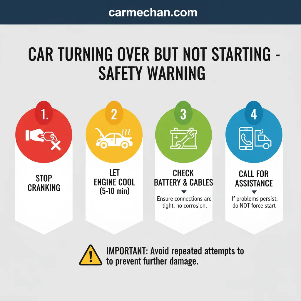 car turning over but not starting safety warning infographic
