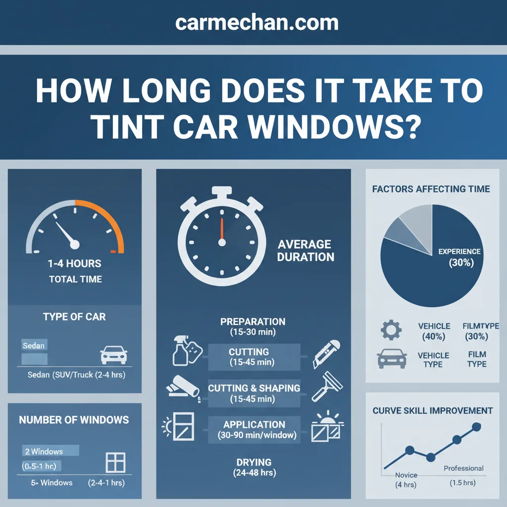Diagram illustrating how long does it take to tint car windows