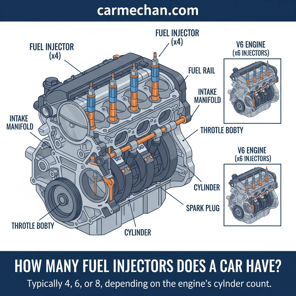 Diagram illustrating how many fuel injectors does a car have