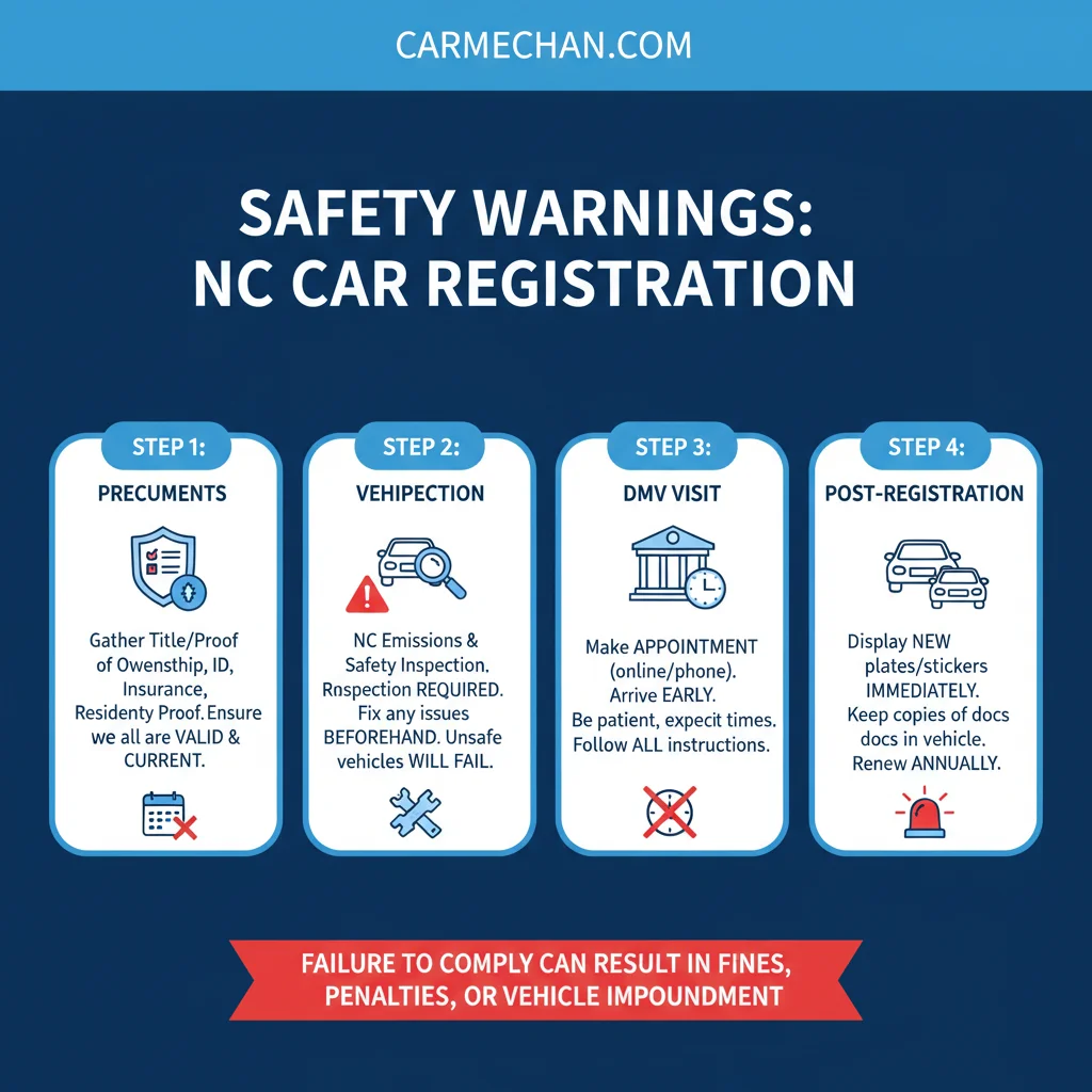 how to register a car in nc safety warning infographic