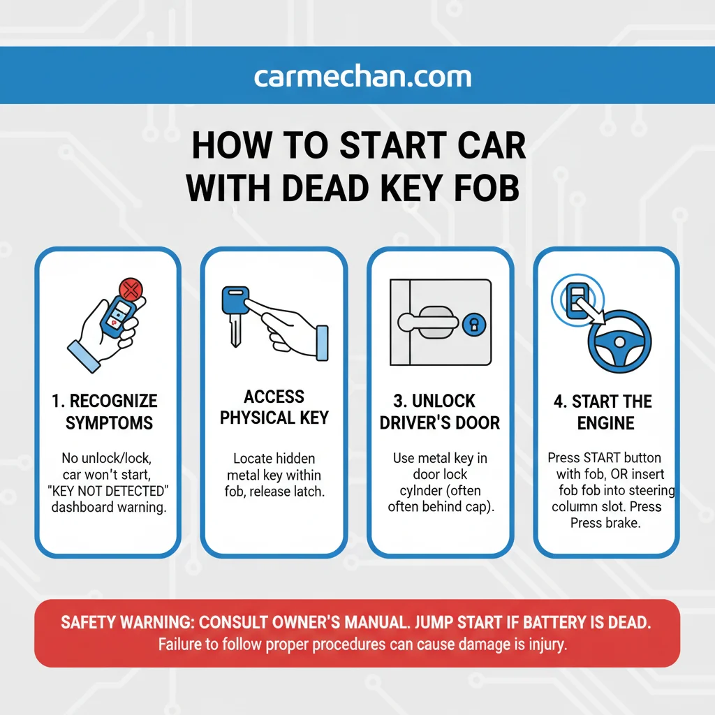 how to start car with dead key fob safety warning infographic