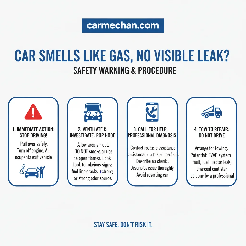 my car smells like gas but isn't leaking safety warning infographic