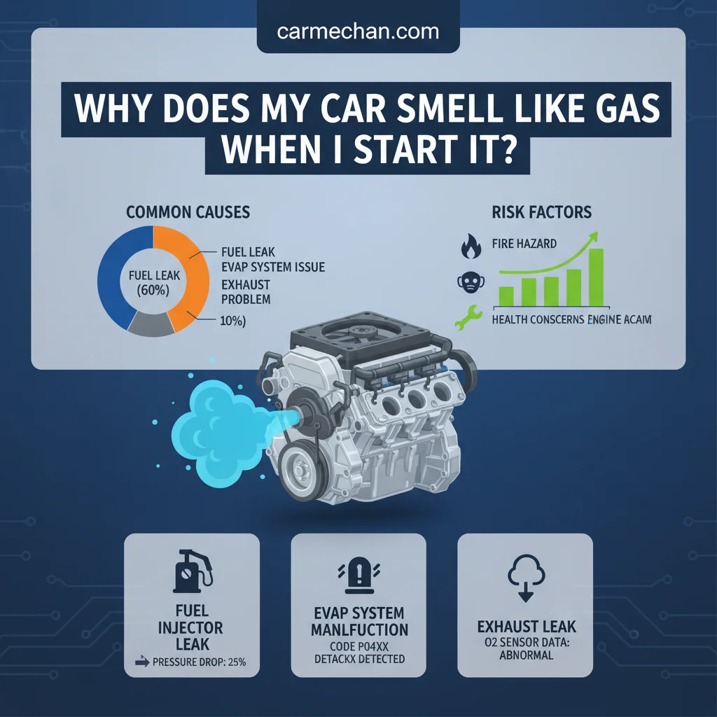 Diagram illustrating why does my car smell like gas when i start it