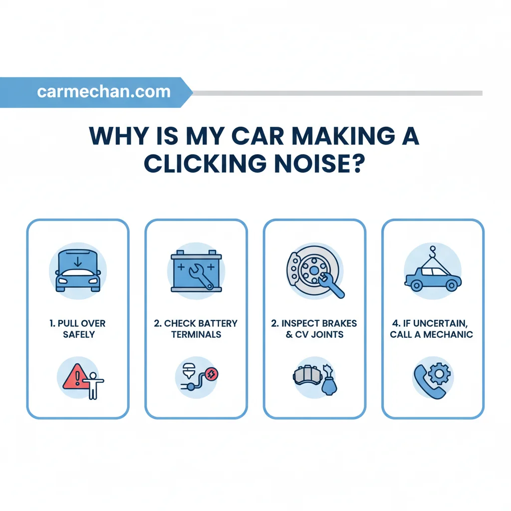 why is my car making a clicking noise safety warning infographic