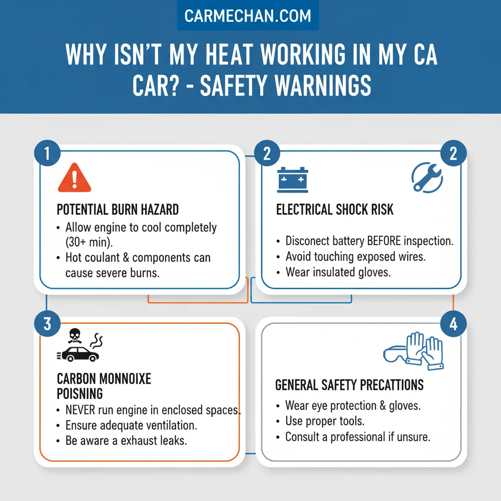 why isn't my heat working in my car safety warning infographic