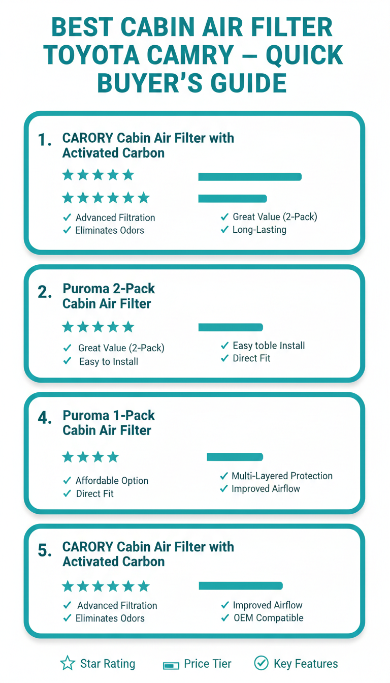 best cabin air filter toyota camry buying guide infographic