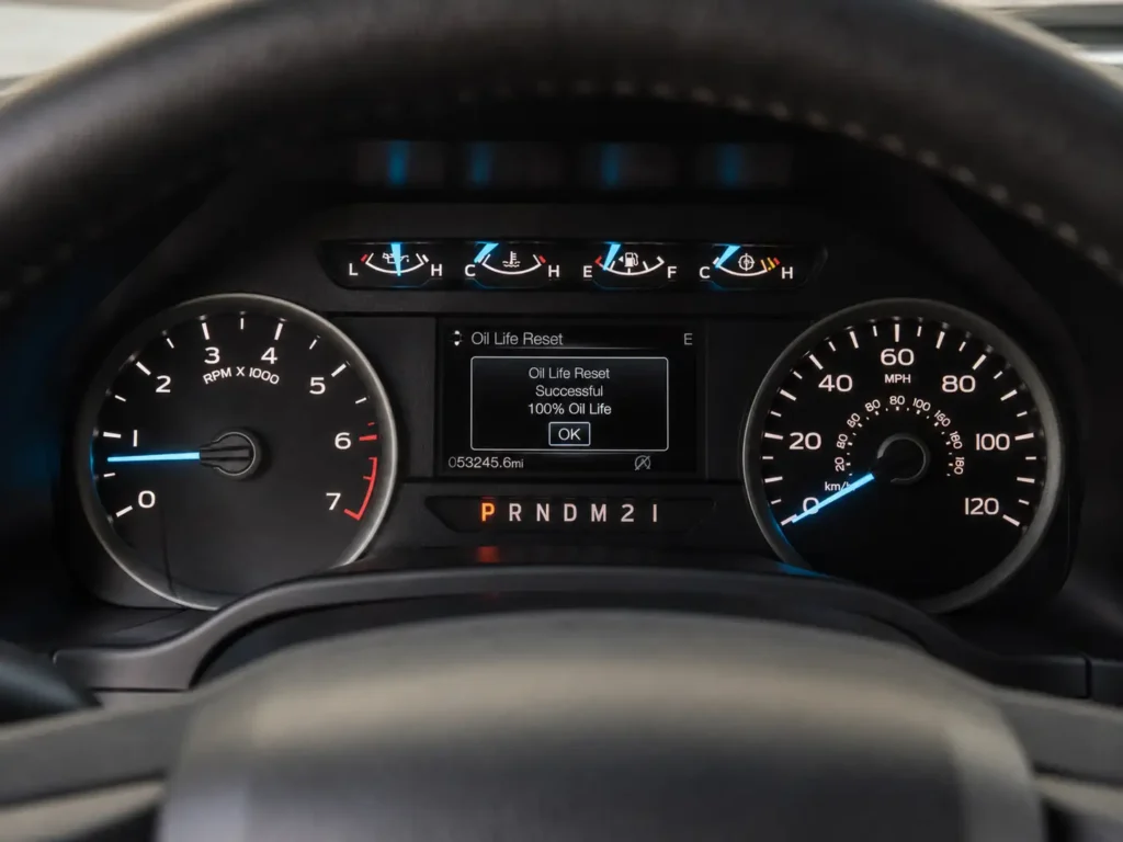 2017 Ford F-150 oil reset confirmation at 100 percent