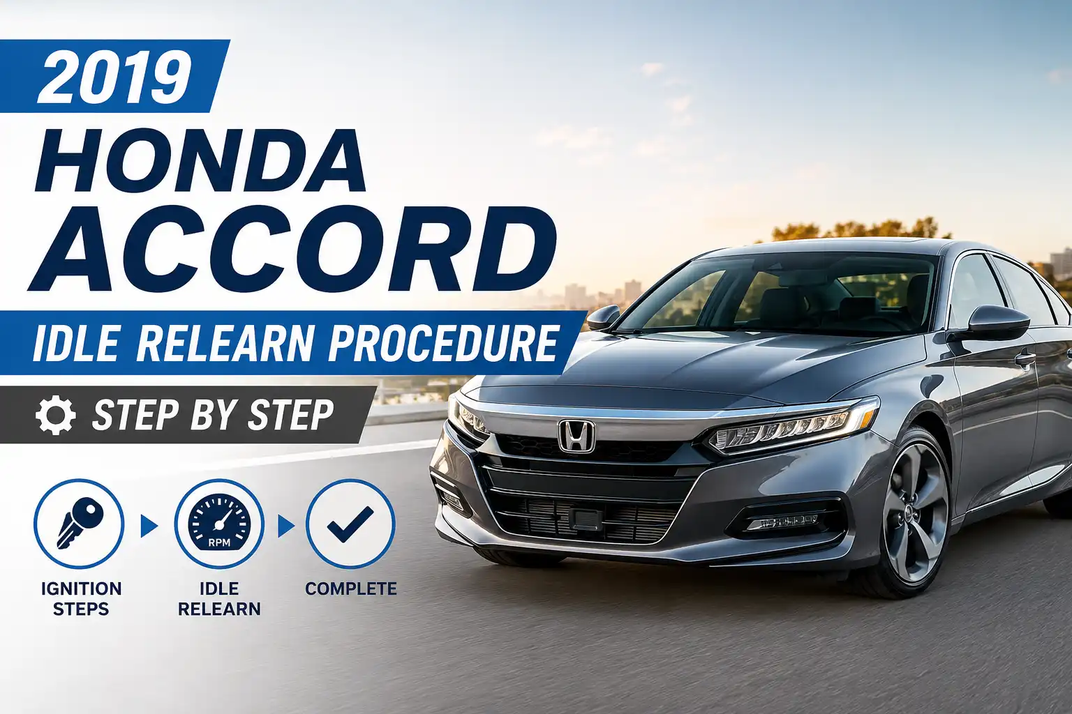 2019 Honda Accord idle relearn with dashboard tachometer visible