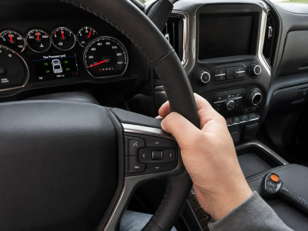 Chevy Silverado TPMS reset relearn screen on dashboard
