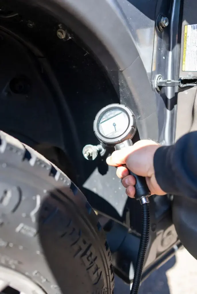 Ford F-250 TPMS reset procedure using tire pressure gauge