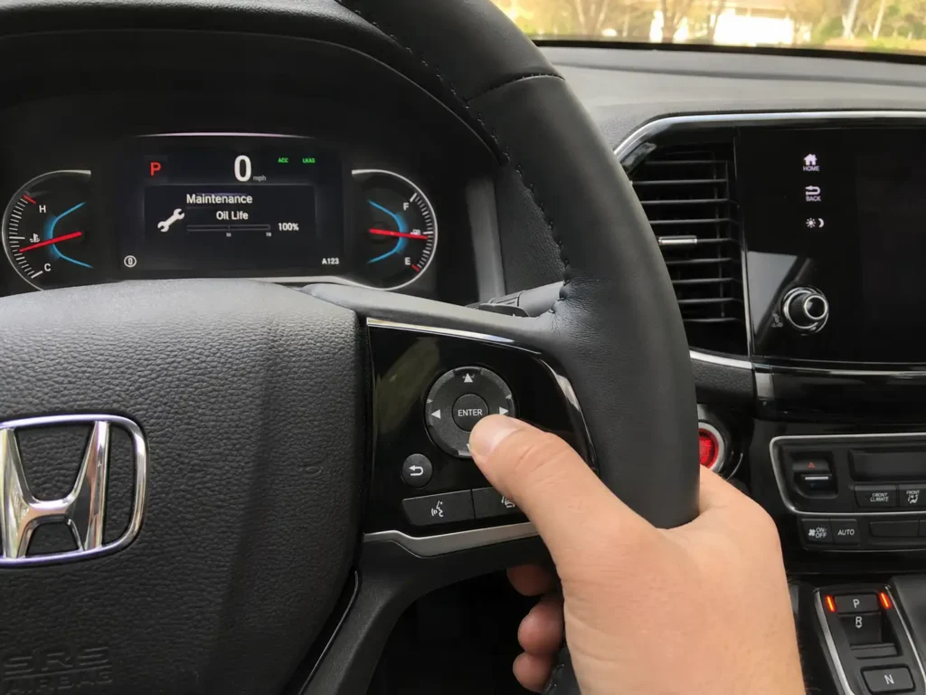 Honda Pilot oil life reset using steering wheel controls