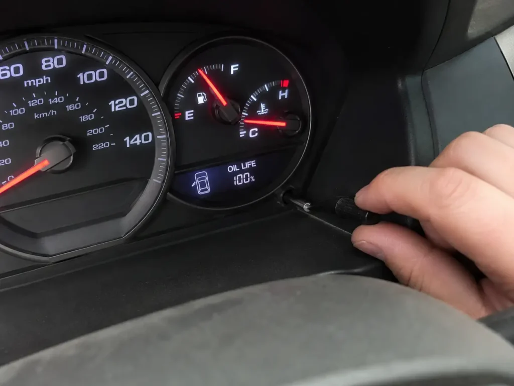 Honda Pilot oil life reset with Select Reset button