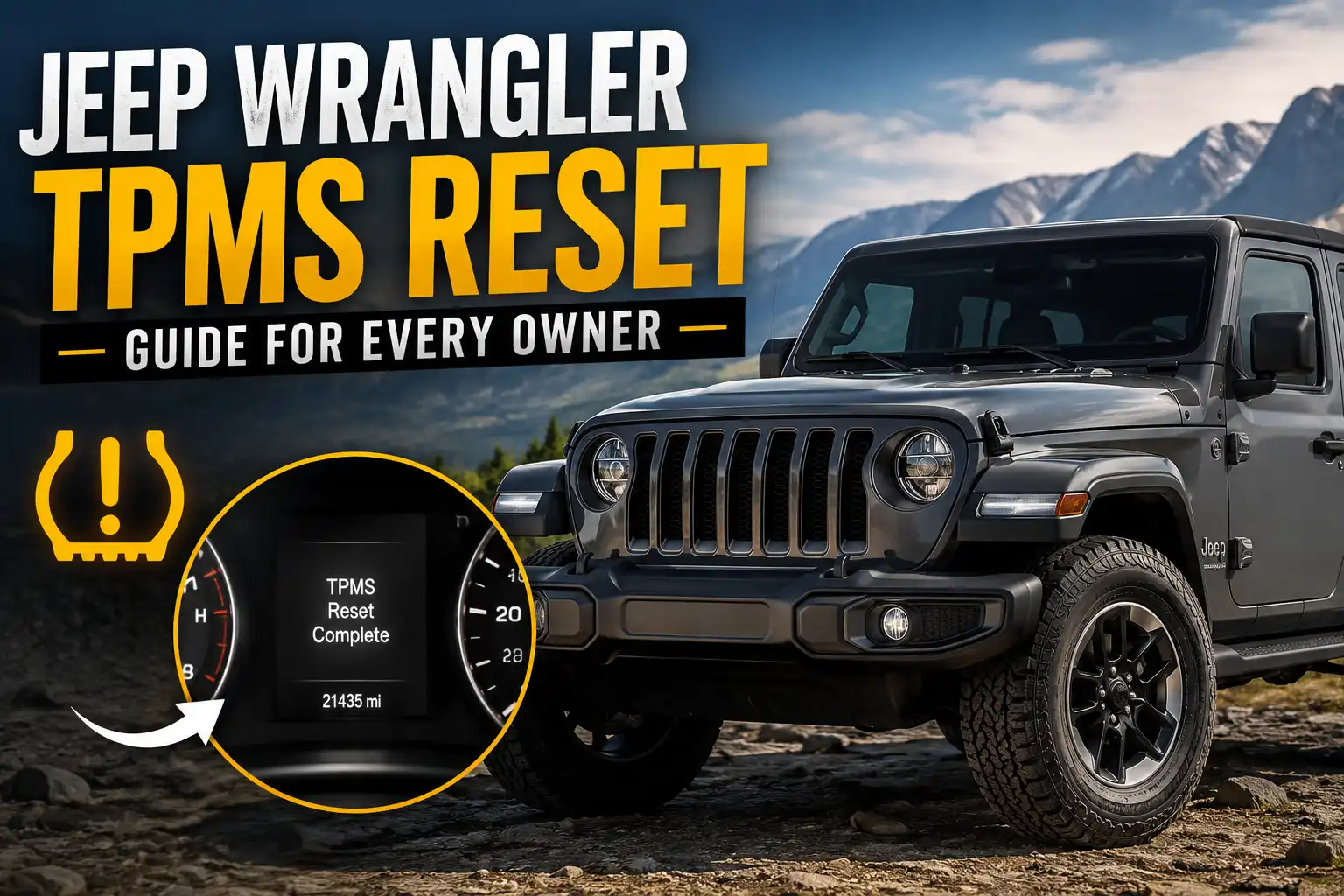 Jeep Wrangler TPMS reset with tire pressure warning light