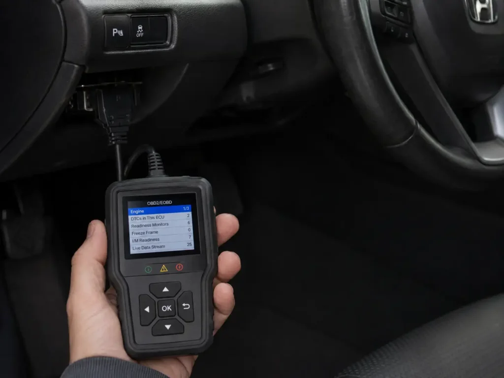 OBD2 scanner checking 2019 Honda Accord idle relearn issues