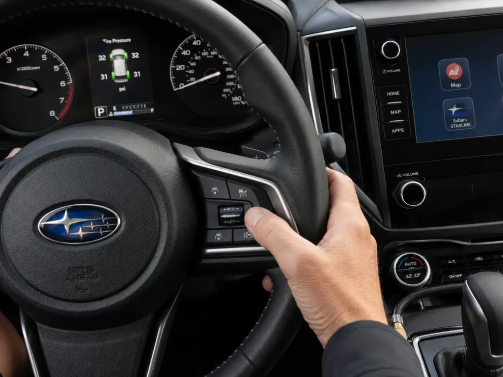 Subaru Forester TPMS reset button location display menu