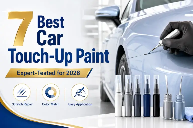 Car touch-up paint being applied to a scratched vehicle panel with paint pens for scratch repair and color matching