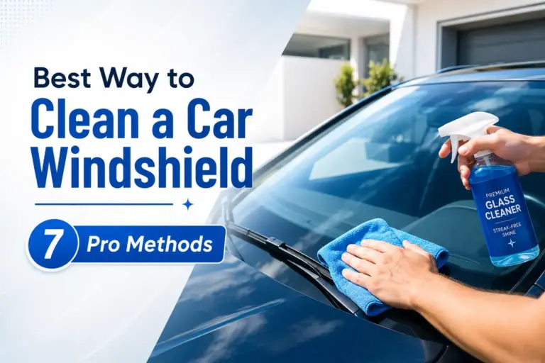 Best way to clean a car windshield using glass cleaner and a microfiber towel for a streak-free finish