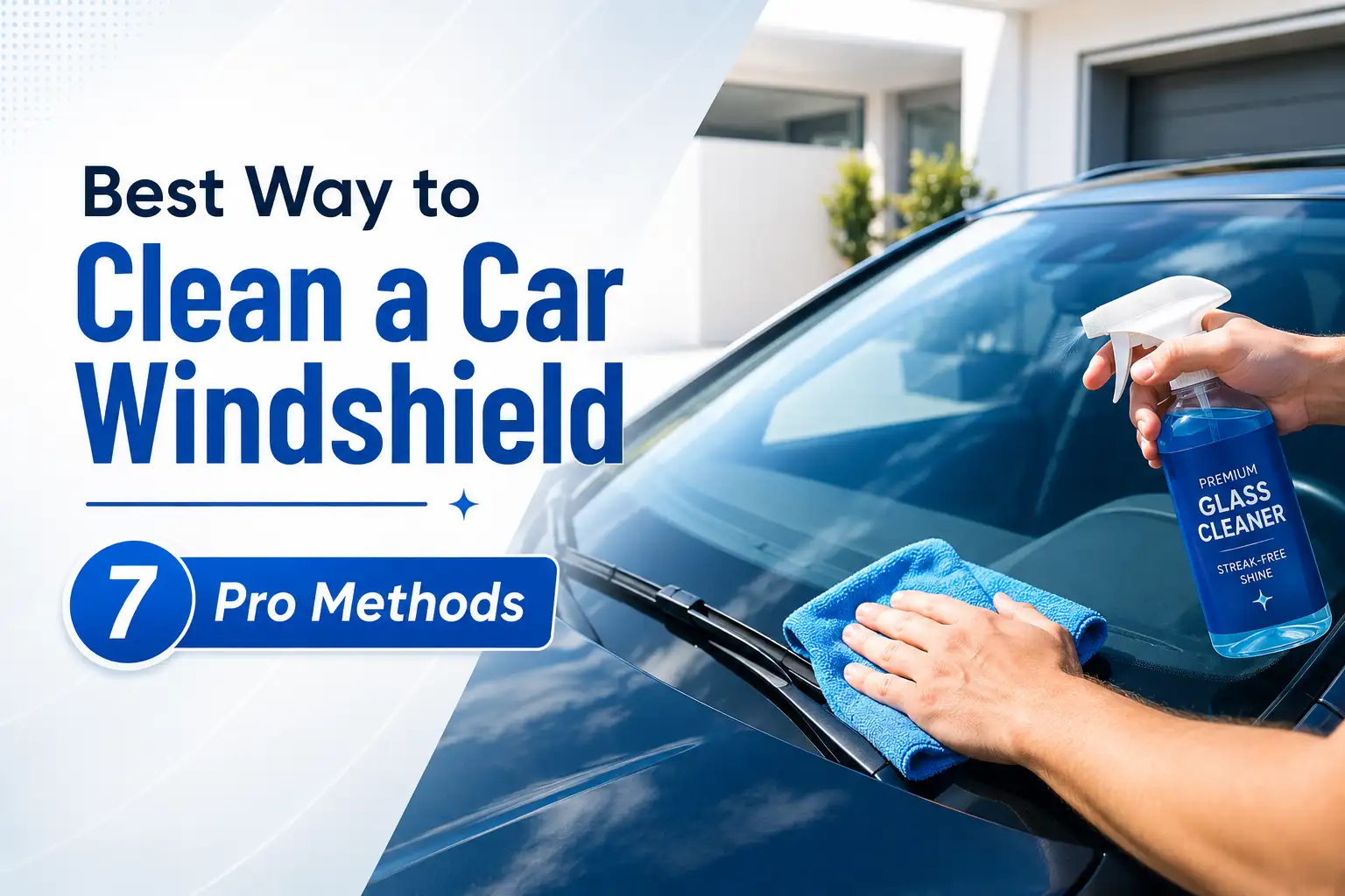 Best way to clean a car windshield using glass cleaner and a microfiber towel for a streak-free finish