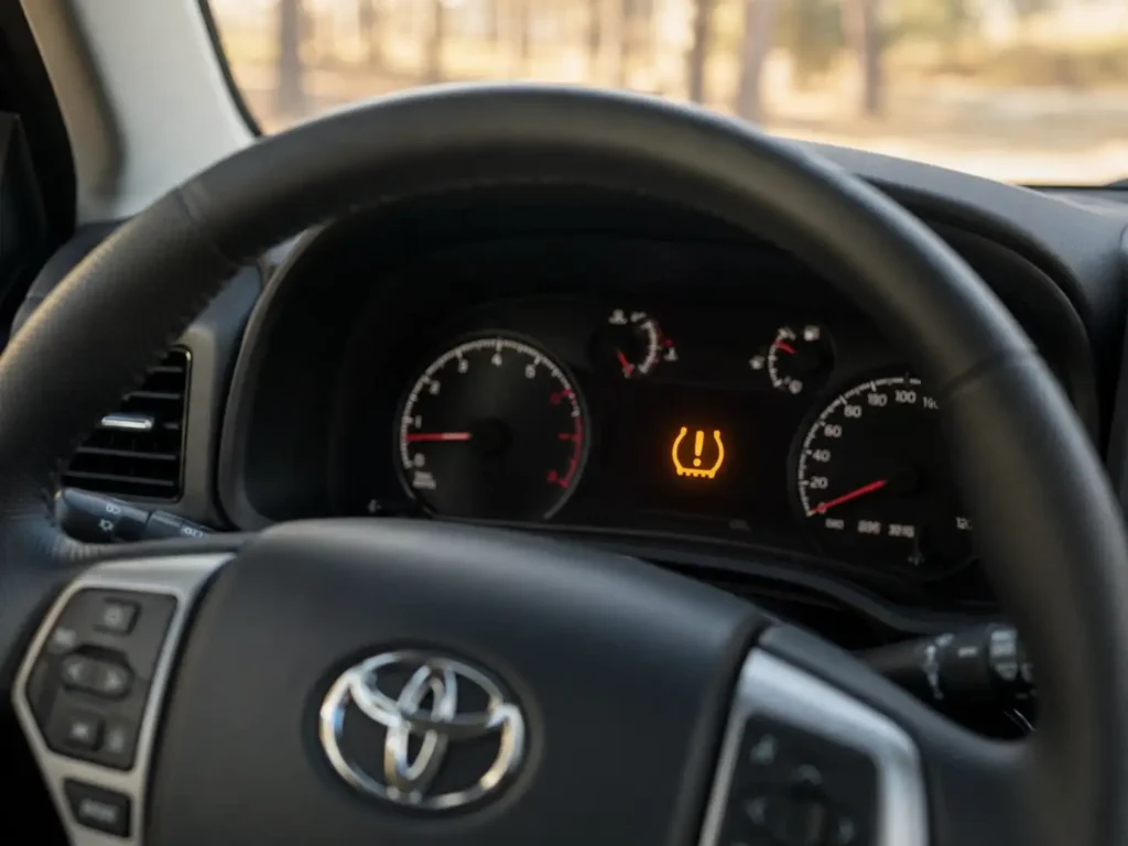 Toyota 4Runner TPMS reset button location warning light on dashboard