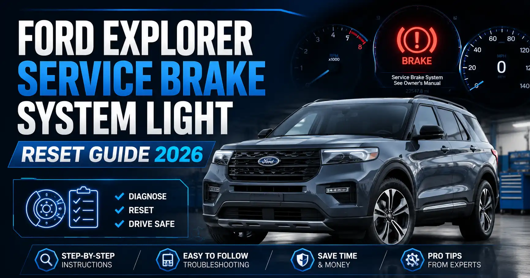 Ford Explorer service brake system light reset dashboard warning