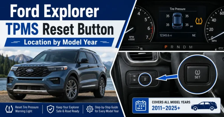 Ford Explorer TPMS reset button location and tire warning light