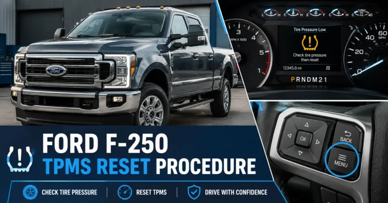 Ford F-250 TPMS reset procedure with tire pressure warning