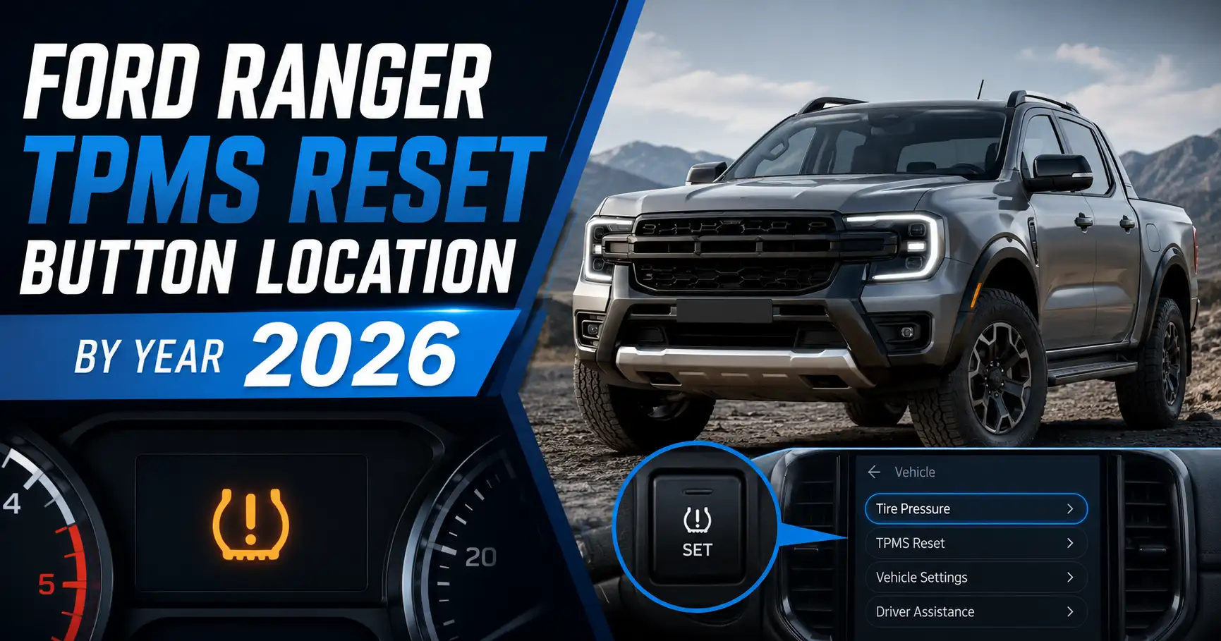 Ford Ranger TPMS reset button location with tire warning light