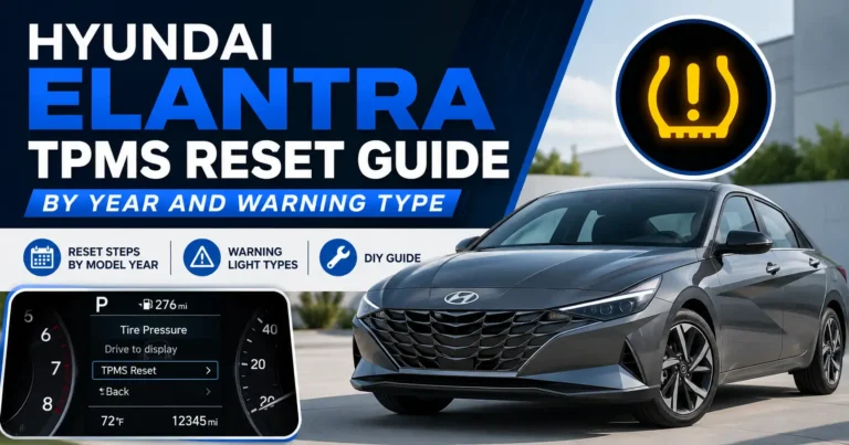 Hyundai Elantra TPMS reset with tire pressure warning light