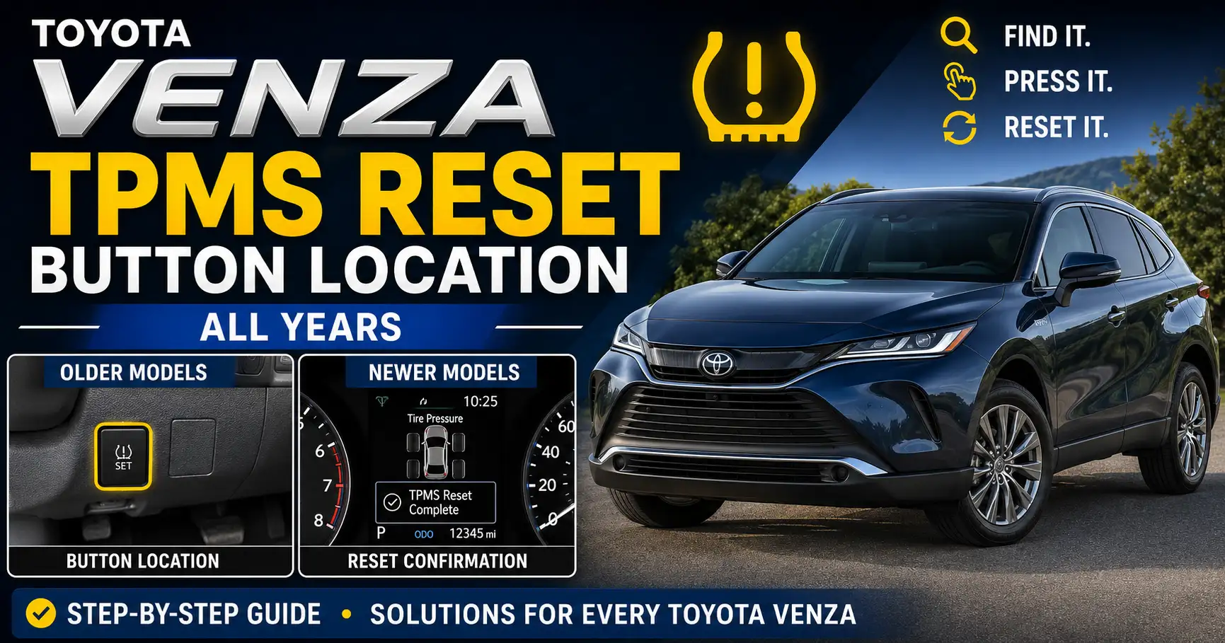 toyota venza tpms reset button location
