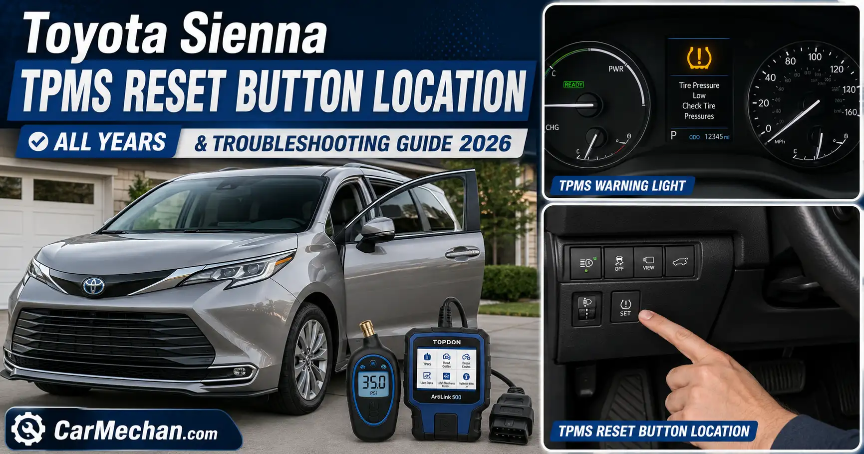 toyota sienna tpms reset button location