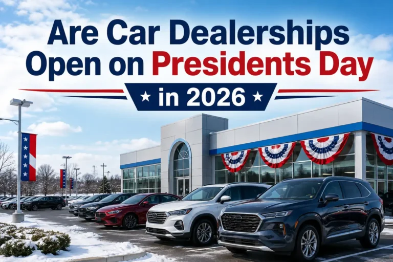 Car dealership open for Presidents Day sale event