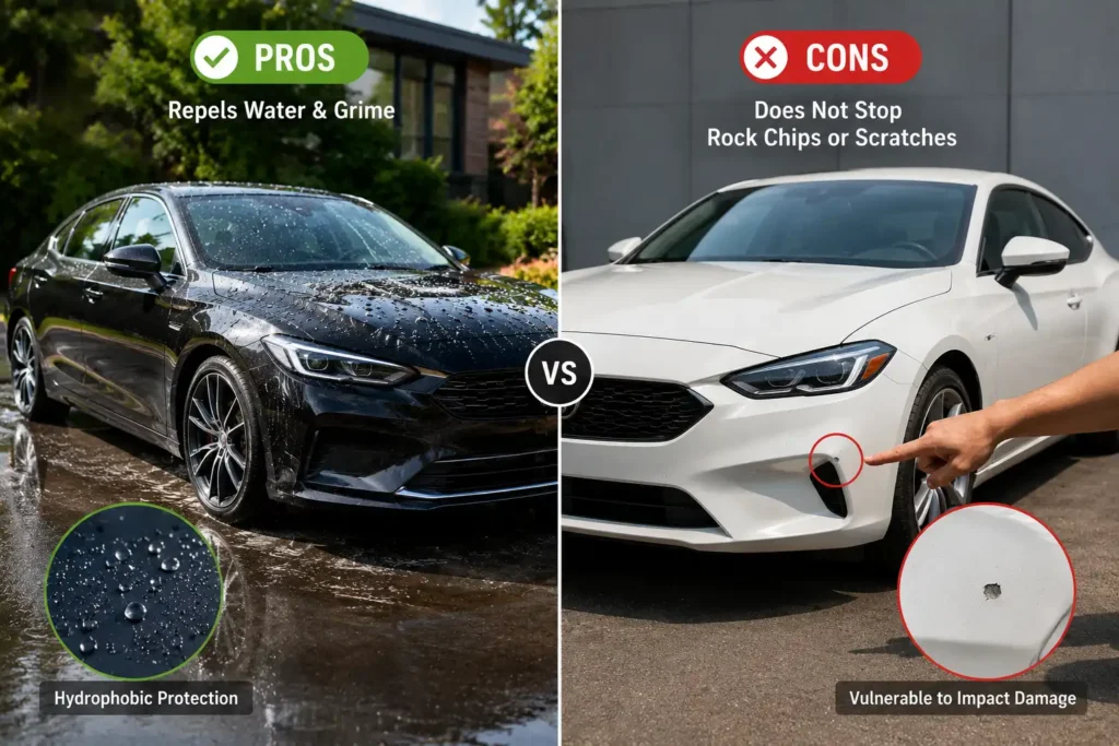 Ceramic coating benefits versus limitations on car paint