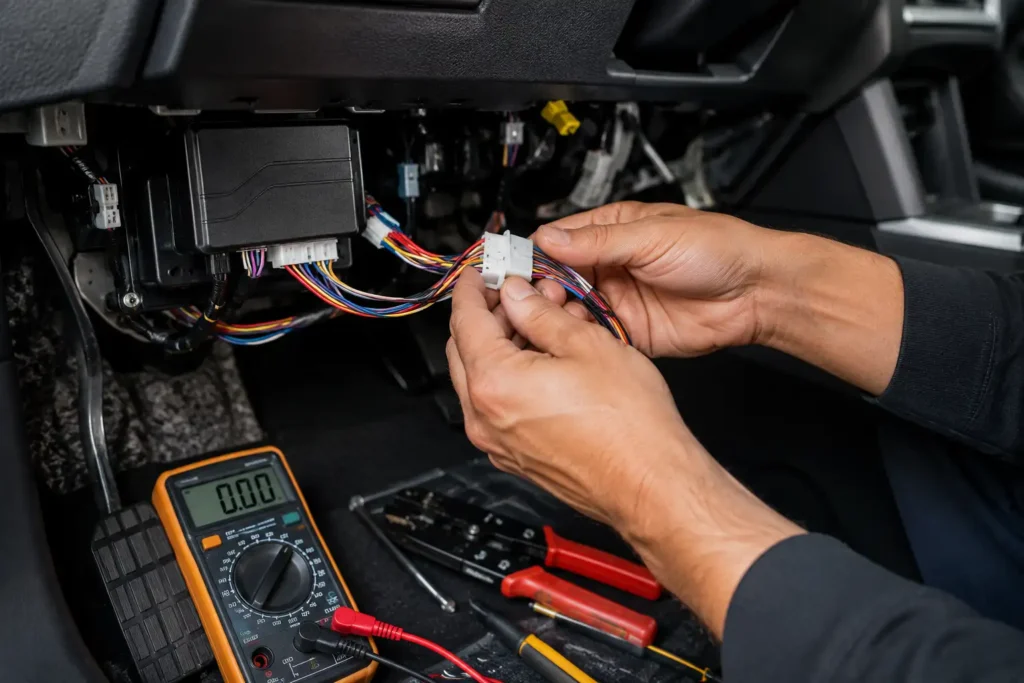 Wiring a car alarm system under the dashboard